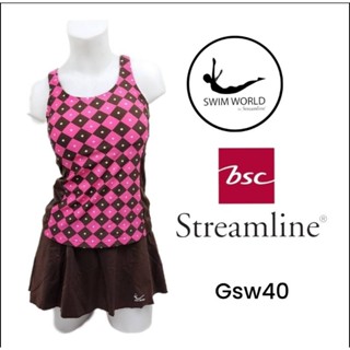 ชุดว่ายน้ำผู้หญิง swim world by BSC streamline ลดเยอะมาก(เสื้อ+กางเกงกระโปรง)มีซับในมีฟองน้ำ