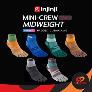 Pootonkee Sports INJINJI MINI CREW TRAIL (UNISEX) ถุงเท้า 5 นิ้ว ถุงเท้าวิ่งเทรล เหนือข้อ แบบหนากลาง