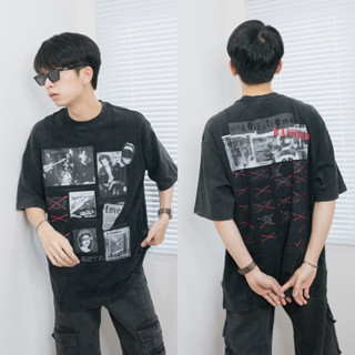 EXT LOVE VINTAGE T-shirt เสื้อยืดแขนสั้นทรงโอเวอร์ไซส์ผ้าฟอก