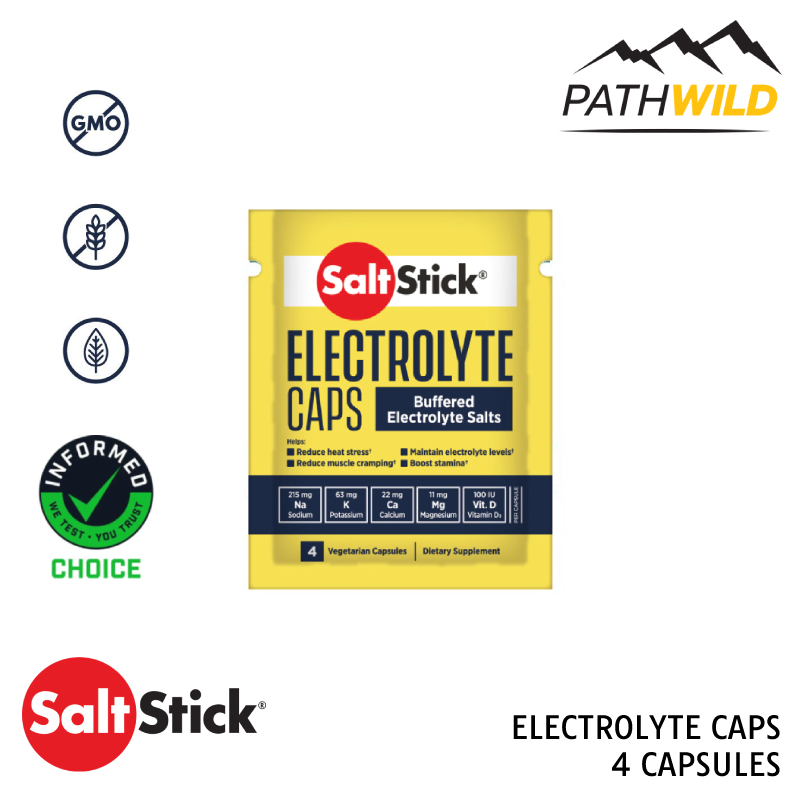 SALTSTICK CAPS 4 CAPSULES อิเล็กโทรไลต์ชนิดแคปซูล ชดเชยการเสียเกลือแร่จากการออกกำลังกาย ขนาดบรรจุ 4 แคปซูล
