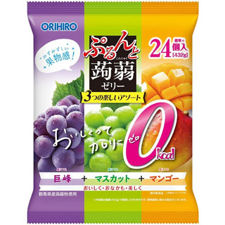 Orihiro Purun To Konnyaku Jelly 0kcal Kyoho Grape+Muscat+Mango Jelly Drink 20 กรัม X 24 ชิ้น ส่งตรงจากญี่ปุ่น