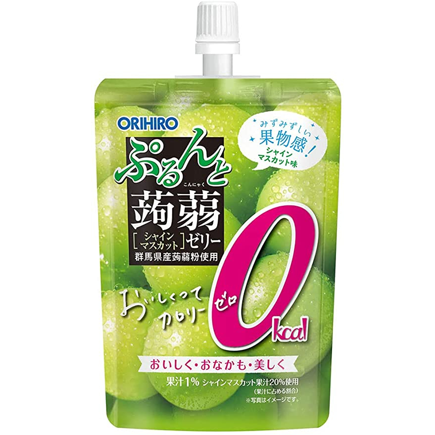 Orihiro Purun To Konnyaku Jelly 0kcal Shine Muscat เครื่องดื่มเจลลี่ 130 กรัม X 8 ถุง ส่งตรงจากญี่ปุ