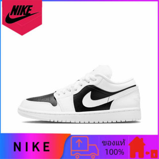 ของแท้ 100% Jordan Air Jordan 1 low "panda" รองเท้าผ้าใบลำลองทนต่อการสึกหรอต่ำสีดำและสีขาว