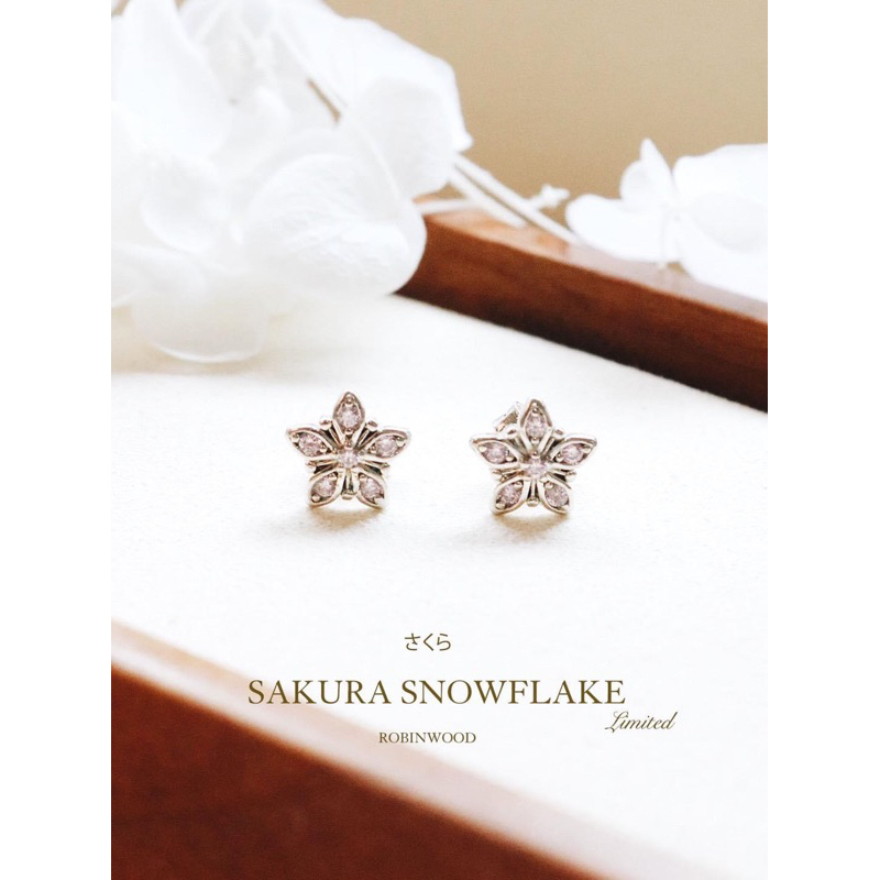 ต่างหูเงินเเท้ซากุระ Sakura Snowflake, Sterling Silver Earrings