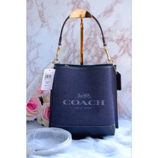 📮(พร้อมส่ง)กระเป๋าสะพายทรงจีบ ผ้ายีนส์Coach Mollie Bucket Bag 22 With Coach