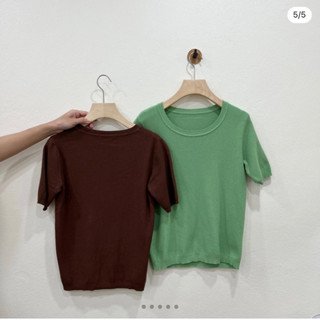 เสื้อยืดไหมพรม อกเริ่ม 34-40 ยาว22 สีเขียว