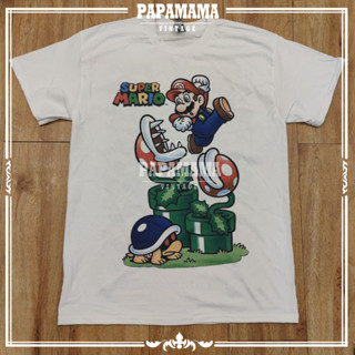 [ SUPER MARIO ] DTG (Direct To Garment) Original Gildan แท้ เสื้อการ์ตูน เกม มาริโอ เสื้อวินเทจ papamama vintage shirt