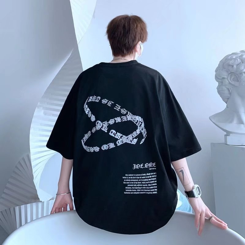 841#เสื้อยืดที่ทันสมัยที่สุด พิมพ์ลายด้านหน้าและด้านหลัง ท็อปส์ซูที่สามารถสวมใส่ได้ทั้งชายและหญิง