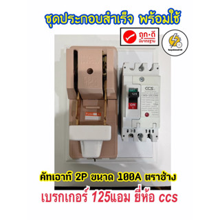 ชุดแผงประกอบสำเส็จ   คัทเอาท์ ตรา ช้าง 2P 100A  + ชุดเบรคเกอร์ 125a ยี่ห้อ ccs