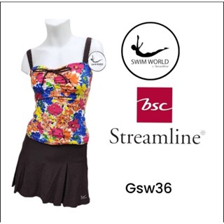 ชุดว่ายน้ำผู้หญิง swim world by BSC streamline ลดเยอะมาก(เสื้อ+กางเกงกระโปรง)