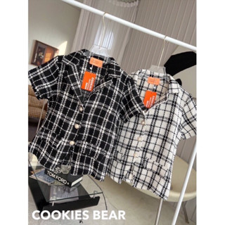 Crop Tweet มือ1 เสื้อครอปผ้าทวิตแขนสั้น Cookie Bear