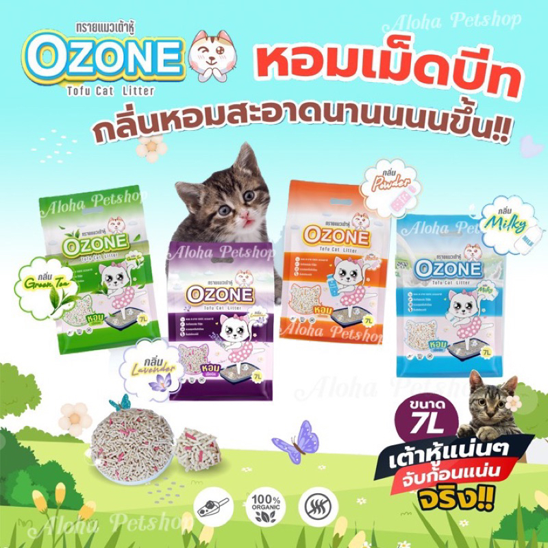 Ozone Tofu Cat Litter โอโซน ทรายแมวเต้าหู้ กลิ่นหอมเม็ดบีท บรรจุ 7ลิตร