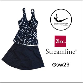 ชุดว่ายน้ำผู้หญิง swim world by BSC streamline ลดเยอะมาก(เสื้อ+กางเกงกระโปรง)