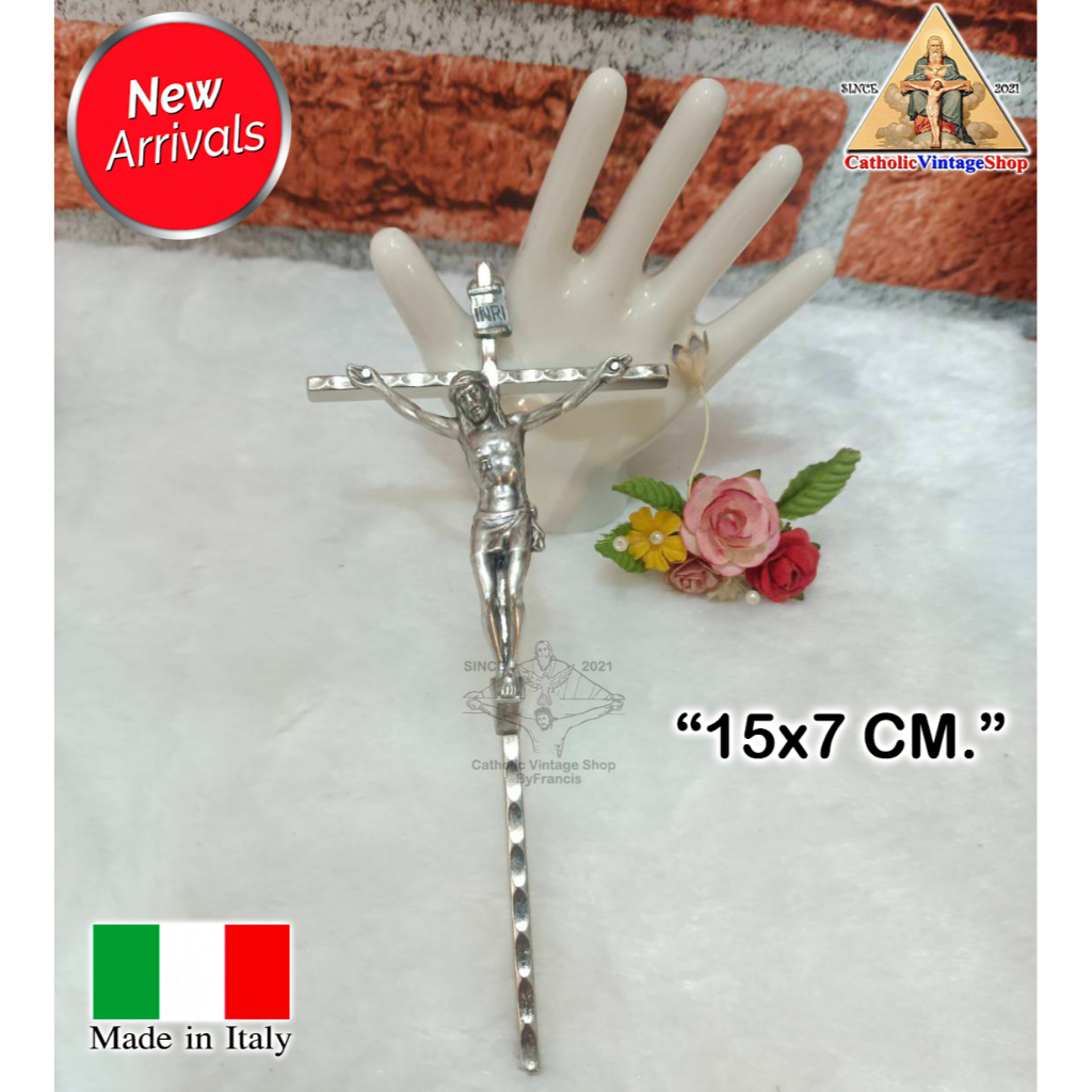 ไม้กางเขน โลหะ แขวนผนัง ไม้กางเขนพระเยซู ไม้กางเขนอิตาลี Catholic Jesus Cross Jesuschrist Figurine r