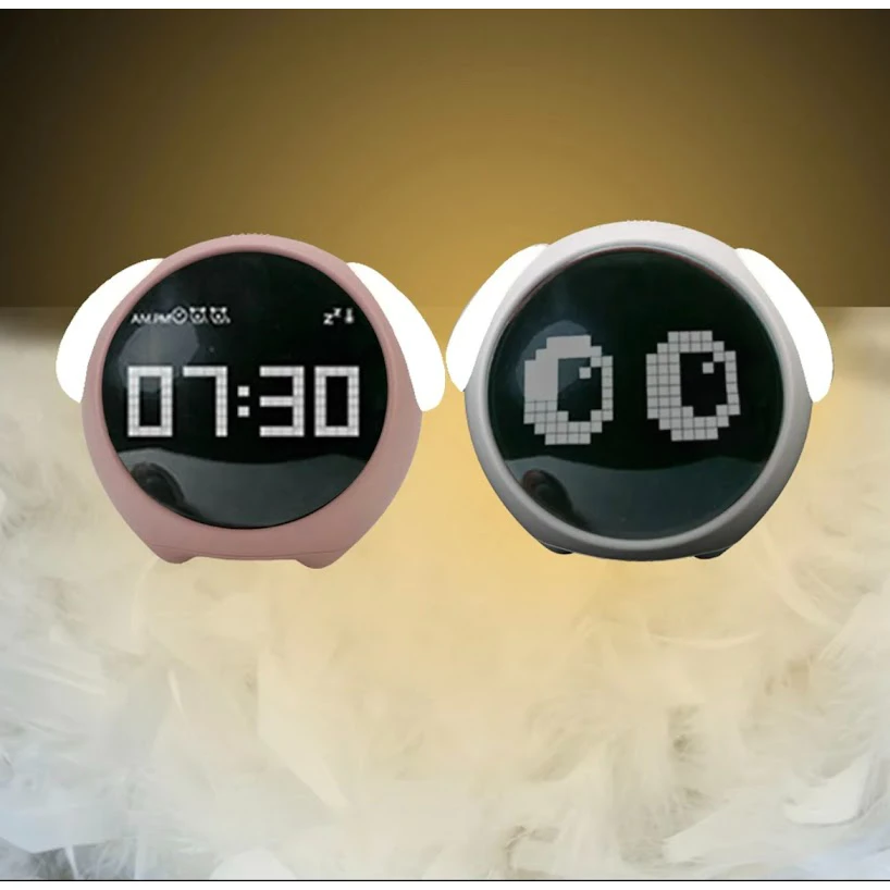 LED Expression นาฬิกาปลุก Snooze ฟังก์ชั่นเด็กตารางเด็กสมาร์ทปรับ Ringtone ขนาดความสว่าง Voice Control