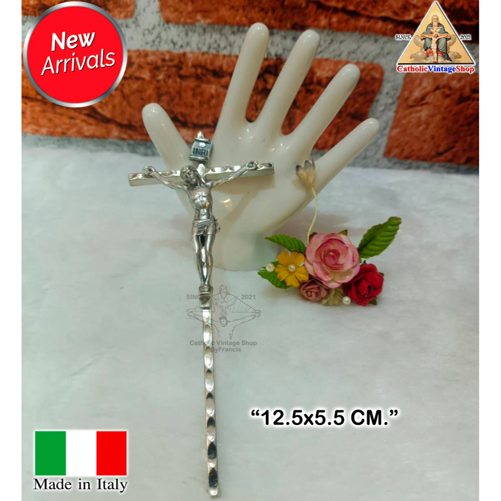 ไม้กางเขน โลหะ แขวนผนัง พระเยซู ไม้กางเขนอิตาลี Catholic Jesus Cross Jesuschrist Figurine religion I