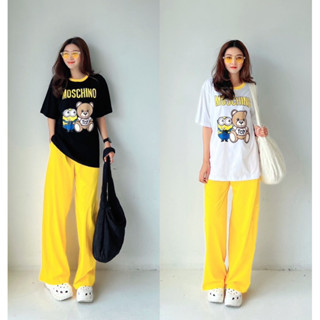 New Collection !!!! Moschino x Minions Oversize Set  เซทเสื้อคอกลมแขนสั้น ทรง oversize สกรีน Moschino