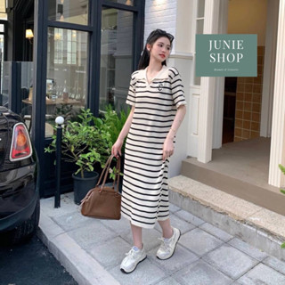 JUNIE SHOP เดรสเกาหลี เดรสยาวไหมพรม มีปก