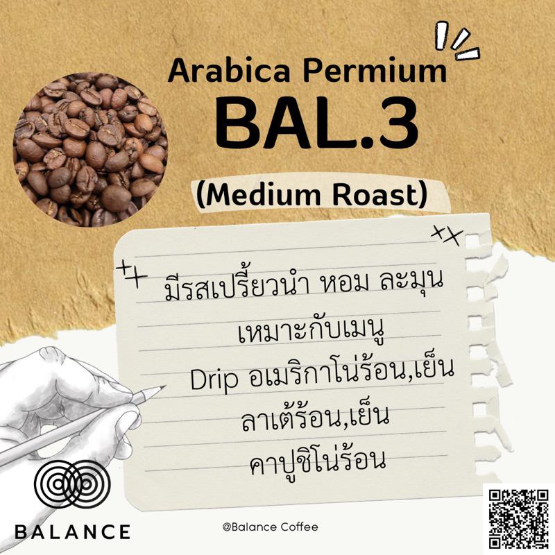Balance เมล็ดกาแฟคั่ว BAL 3 Medium
