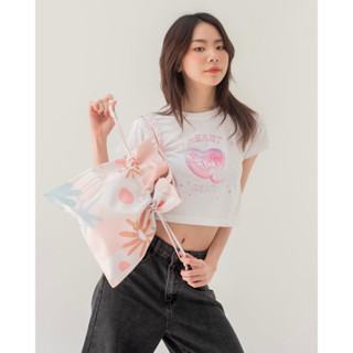 ✨New✨vibes.brandd☁️Peonies Pink bucket bag💕☁️ กระเป๋าผ้า ถุงหูรูด