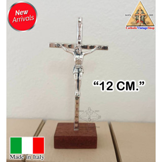 ไม้กางเขนโลหะฐานไม้ ตั้งโต๊ะ ไม้กางเขนพระเยซู​ ไม้กางเขนอิตาลี Catholic Jesus Cross Jesuschrist statue Figurine Italy