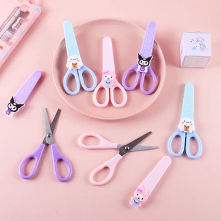 พร้อมส่ง💕 กรรไกร พร้อมปลอก ลายการ์ตูน สีพาสเทล กรรไกรเด็ก | Bluerubystore