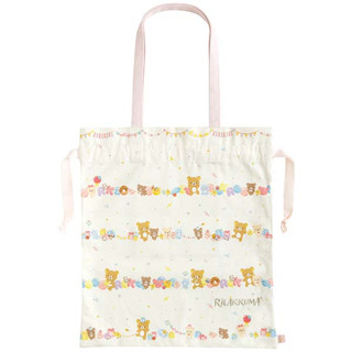 กระเป๋า Rilakkuma Niko Niko Happy for You Tote Bag สะพายได้ มีริบบิ้นรูดปิดเปิด ขนาด 43 x 37 ซม.