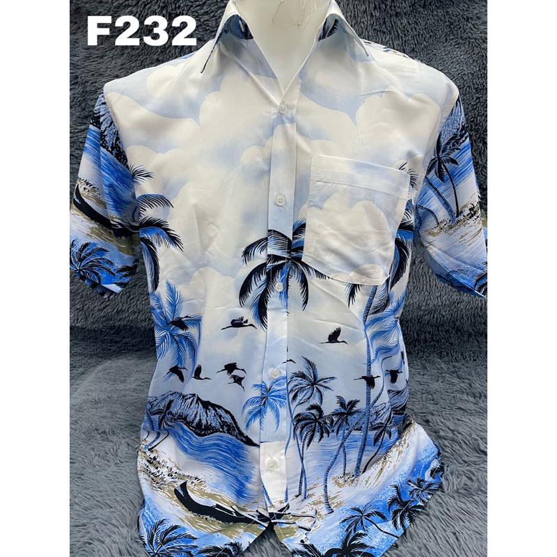 ลายทะเลมะพร้าว  ผ้าไหมอิตาลี  เสื้อใส่ไม่ร้อนไม่ต้องรีดวว