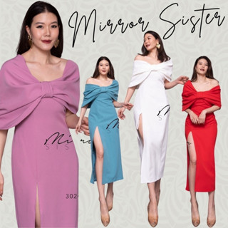 🔖ป้าย MirrorSister 30205.5 เดรส PARTy Bo Dress สวยแซ่บ โบว์จัมโบ้ ใหญ่เบอร์โตสุด ดีไซน์ โบว์เอียง แบบเก๋ เดรสออกงาน  สวย