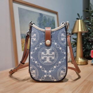 TORY T MONOGRAM DENIM PHONE CROSSBODY