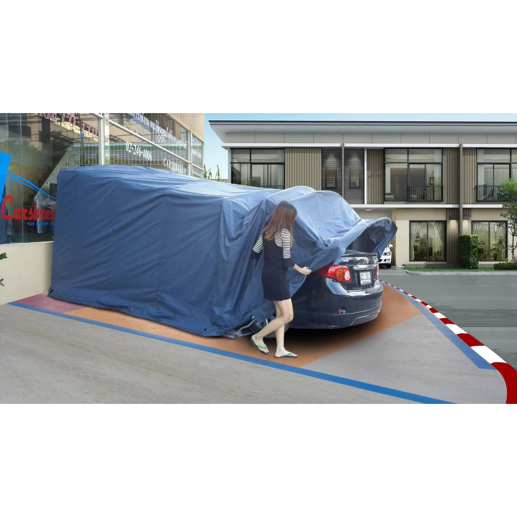 เต๊นท์จอดรถสำเร็จรูปพับเก็บได้ CARSBRELLA รุ่น CONTAINER  สำหรับจอดรถยนต์ ยืด หด พับเก็บได้ ป้องกันแ