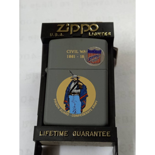 ZIPPO CIVIL WAR   PRISON GUARD   CONFEDERATE  ARMY   สีเทาลายแบบสกรีน   ผลิตปี1991   ของใหม่