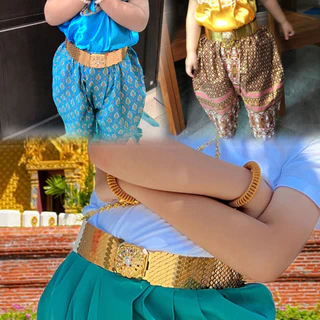 Accessories เข็มขัดยืดเกล็ดปลาสีทอง เข็มขัดนางรำ เครื่องประดับนางรำ[เด็กใส่ได้ผู้ใหญ่ใส่ได้] #เข็มขัดเกล็ดปลา