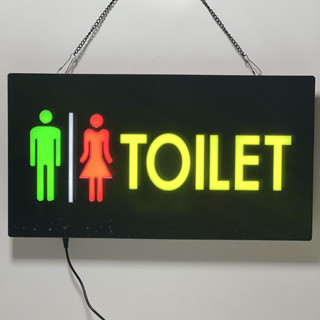 ป้ายไฟLED TOILET ห้องน้ำชาย ห้องน้ำหญิง กันน้ำฝนเบาได้