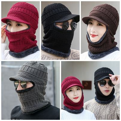 หมวกไหมพรมแบบโม่ง KQ101 มีขนด้านในกันหนาวได้