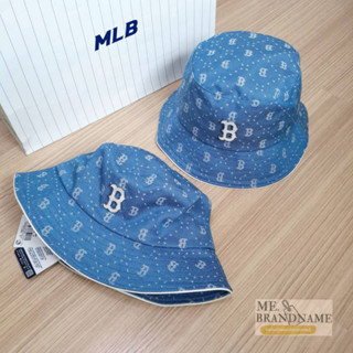 ของแท้ 💯% MLB Denim Dia Monogram Bucket Hat หมวกปีกสีฟ้า logo B Boston ❄️❄️