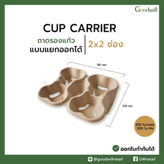 ถาดรองแก้วรังไข่ 2x2 แบบหักครึ่งได้  (2×2 Splittable Cup Carrier)