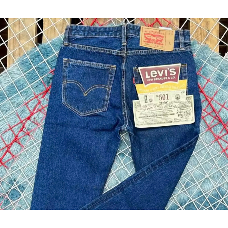 Levi's Big E 501 red line blue Made in USA