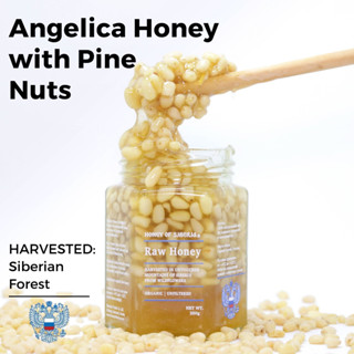 น้ำผึ้งดอกไม้ป่าผสมถั่วไพน์นัทจากไซบีเรีย ออร์แกนิค Angelica Honey with Pine Nuts from Siberia. RAW | ORGANIC