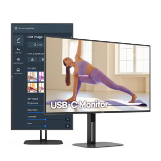 AOC U27V5C/BK 27" 4K UHD IPS Monitor USB-C 65W, Dual Speaker, Pivot, Vesa Mount, 10 bit Color, PIP, PBP - 3 yrs warranty