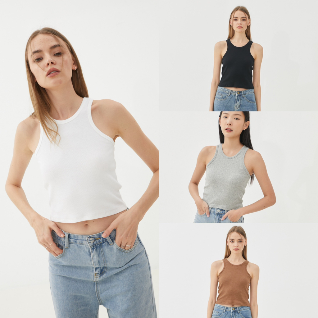 picht Our High neck tank top เสื้อแขนกุดคอสูง ผ้าริบ (Comfy Ribbed Collection)