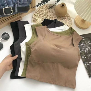 พร้อมส่งจากไทย💥Sanay Bra💥(F711)เสื้อครอป ผ้าร่องนุ่มทรงสวยใส่สบาย