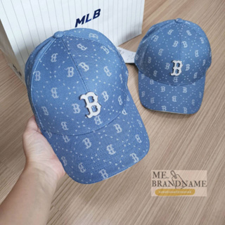 ของแท้ 💯% MLB Denim Dia Monogram Structured Ball Cap หมวกยีนส์สีฟ้า logo B Boston ❄️❄️