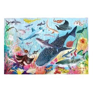 eeBoo Love of Sharks 100 Pc Puzzle จิ๊กซอว์รูปปลาฉลามสายพันธุ์ต่างๆ แบบ 100 ชิ้น