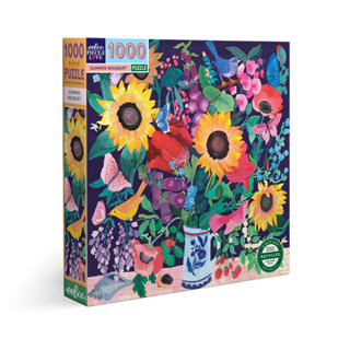 eeBoo Summer Bouquet 1000 Pc Square Puzzle จิ๊กซอว์รูปแจกันดอกไม้ฤดูร้อน แบบ 1000 ชิ้น