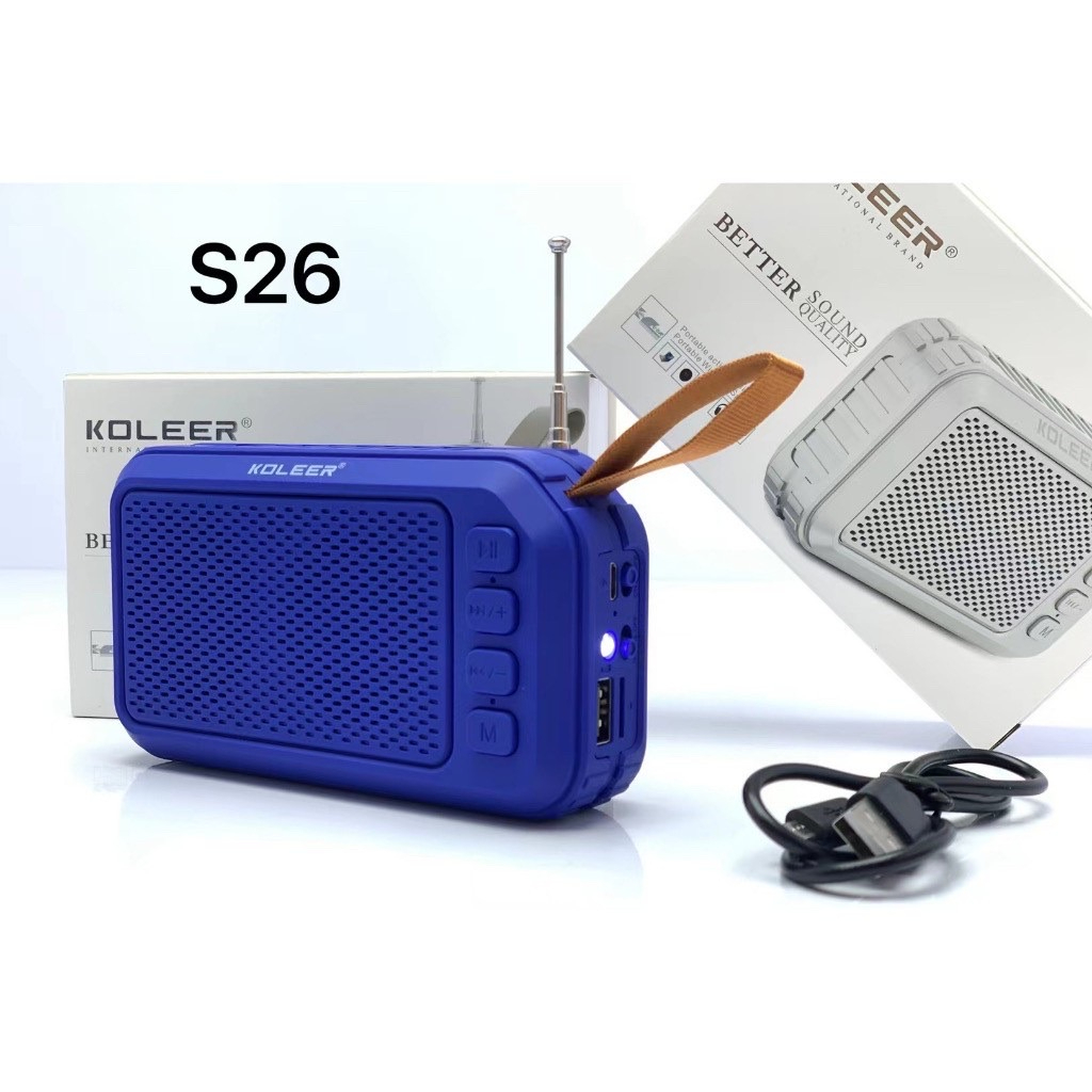 ลำโพงบลูทูธKOLEER S26 Bluetooth 5.1 ลำโพงบลูทูธ ลำโพงไร้สาย เสียงดีกระหึ่มลำโพง 1ดอก 5วัตต์ RMS ซัฟว