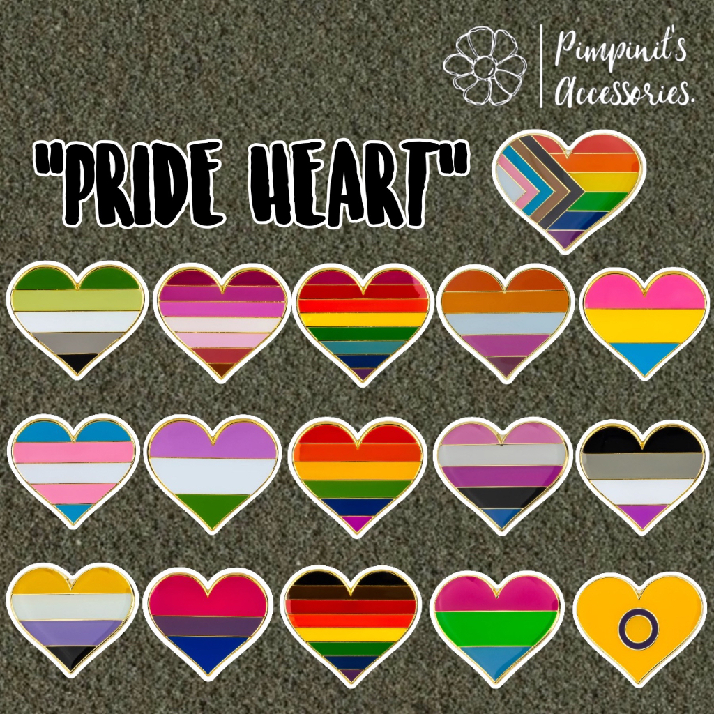 ʕ •ᴥ•ʔ พร้อมส่ง : เข็มกลัดลายหัวใจสัญลักษณ์ความหลากหลายทางเพศ | LGBTQ+ Pride Heart Enamel Brooch Pin.