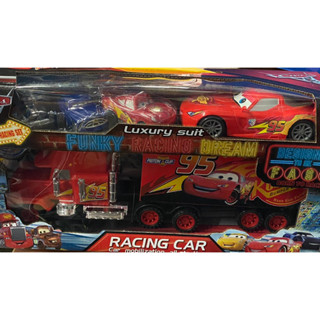 รถบรรทุกขนรถคาร์ Cars Lightning McQueen - ไลท์นิ่ง แม็คควีน Cars มีรถ บรรทุก 1 คัน รถคันใหญ่ 1 เล็ก 3 คัน ขนาด 41x21cm