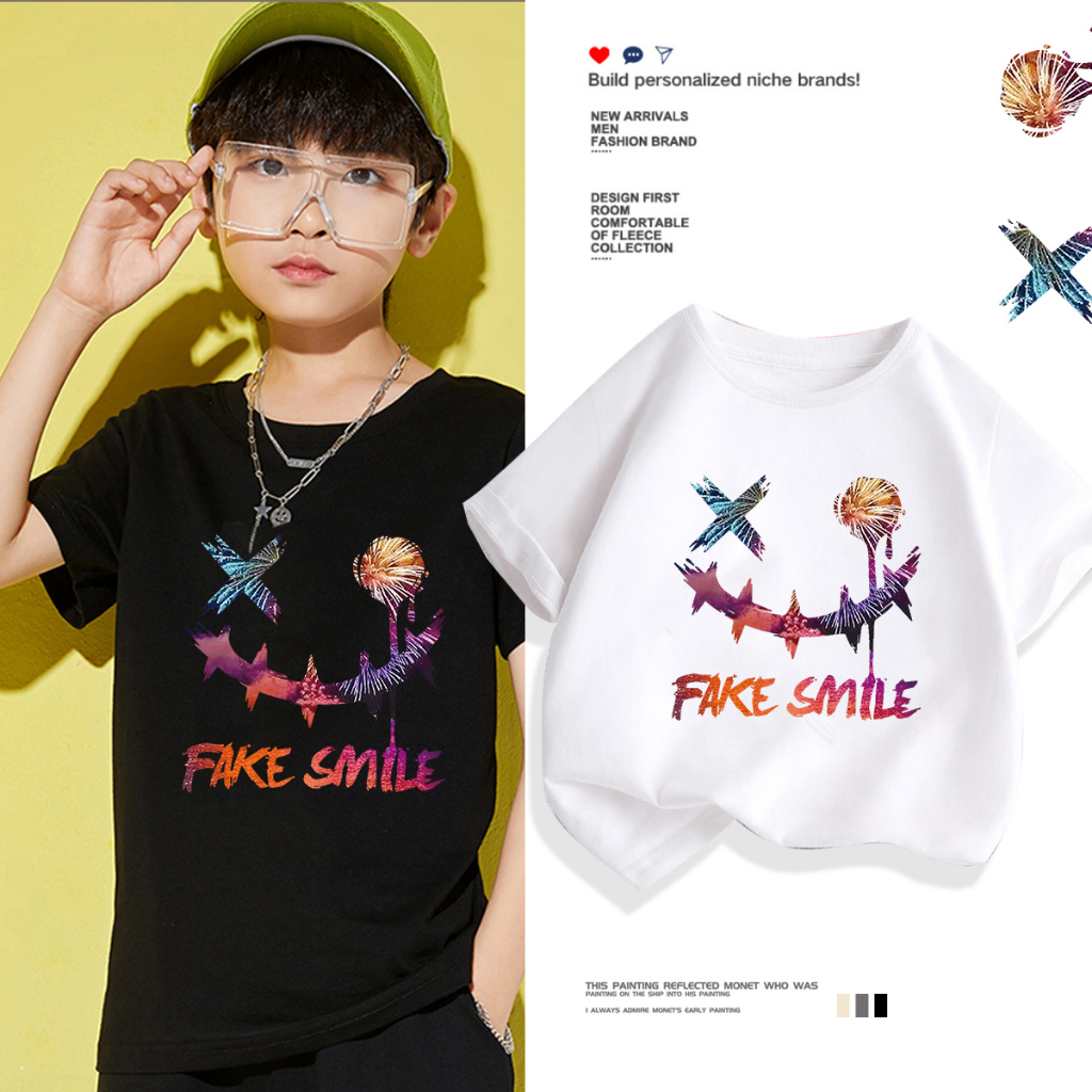 H442 (ส่งจากไทย)เสื้อยืดเด็กแขนสั่ง ลายแฟชั่นสวยน่ารัก.ใส่ได้ทั้งเด็กชายและเด็กหญิง