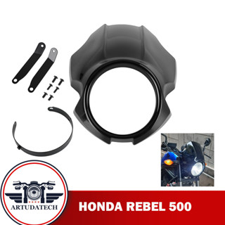 ฝาครอบไฟหน้า+กระจกหน้ารถ สำหรับ Honda Rebel 500 Rebel 300 CMX500 CMX300 2017-2021 แฟริ่งครอบไฟหน้า กระจกหน้ารถ